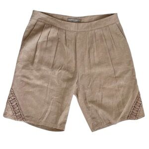 Valerie Stevens Pleated Linen Blend Shorts Size 14
